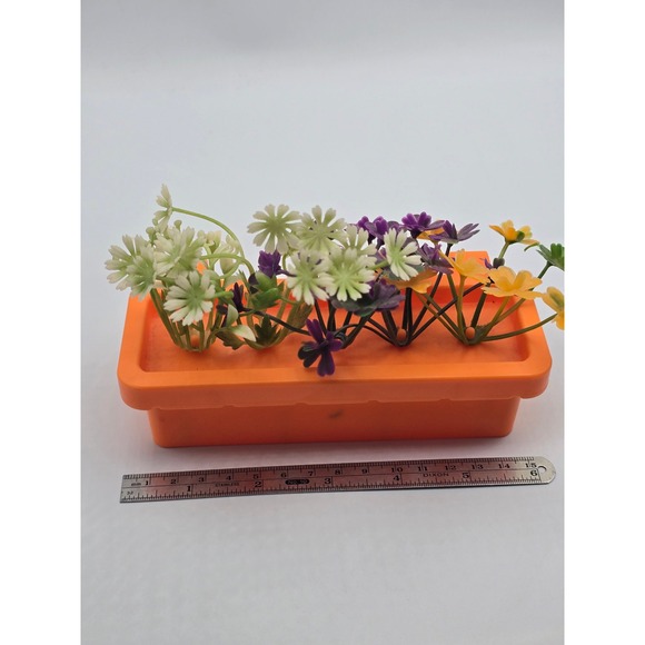 Vtg 1980 Barbie Dream House Pool Flower Box Planter Orange Replacement Flowers - Picture 7 of 7